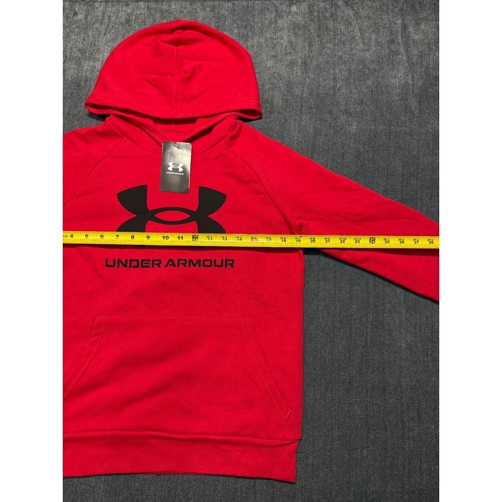 NWT Under Armour Rival Fleece Big Logo Hoodie Boys Large Racer Red Long Sleeve - Picture 3 of 6